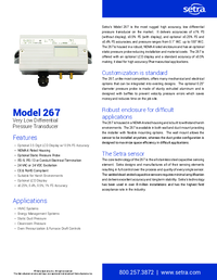 Thumbnail of document Data Sheet - 267 Low Differential Pressure Transducer